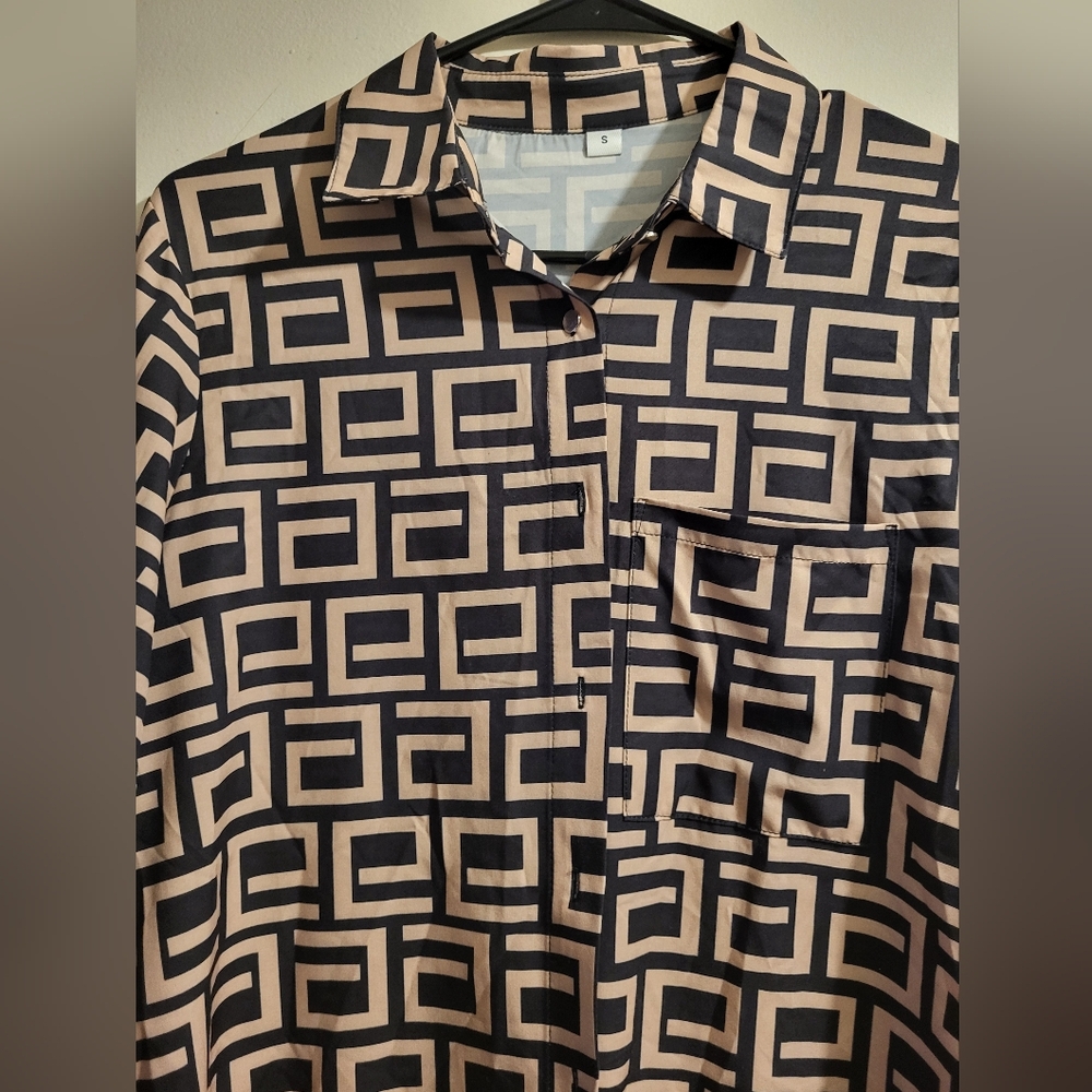Geometric Patterned Black And Brown - image 2